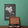 Vintage Tom Jobim poster capturing the essence of bossa nova and jazz, ideal for enthusiasts of Brazilian music and cultural history—perfect for music gifts and sophisticated decor.