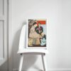 Edward Penfield vintage Christmas poster with family and holiday decor, ideal for collectors and seasonal decoration.