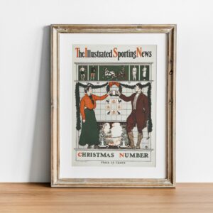 Edward Penfield Vintage Christmas Sporting News Poster, Art Nouveau Illustration with Athletes and Holiday Toast, Collectible Wall Art.
