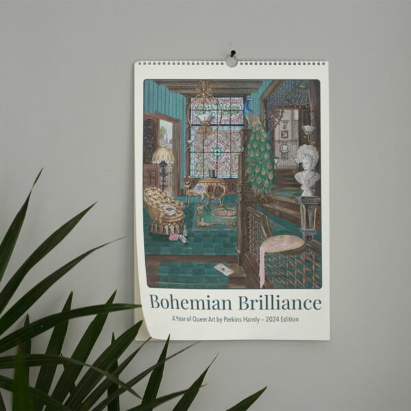 2024 Perkins Harnly Wall Calendar Bohemian Brilliance: A Year of Queer Art, featuring LGBTQ-themed artworks, ideal for art enthusiasts and as a unique gift.