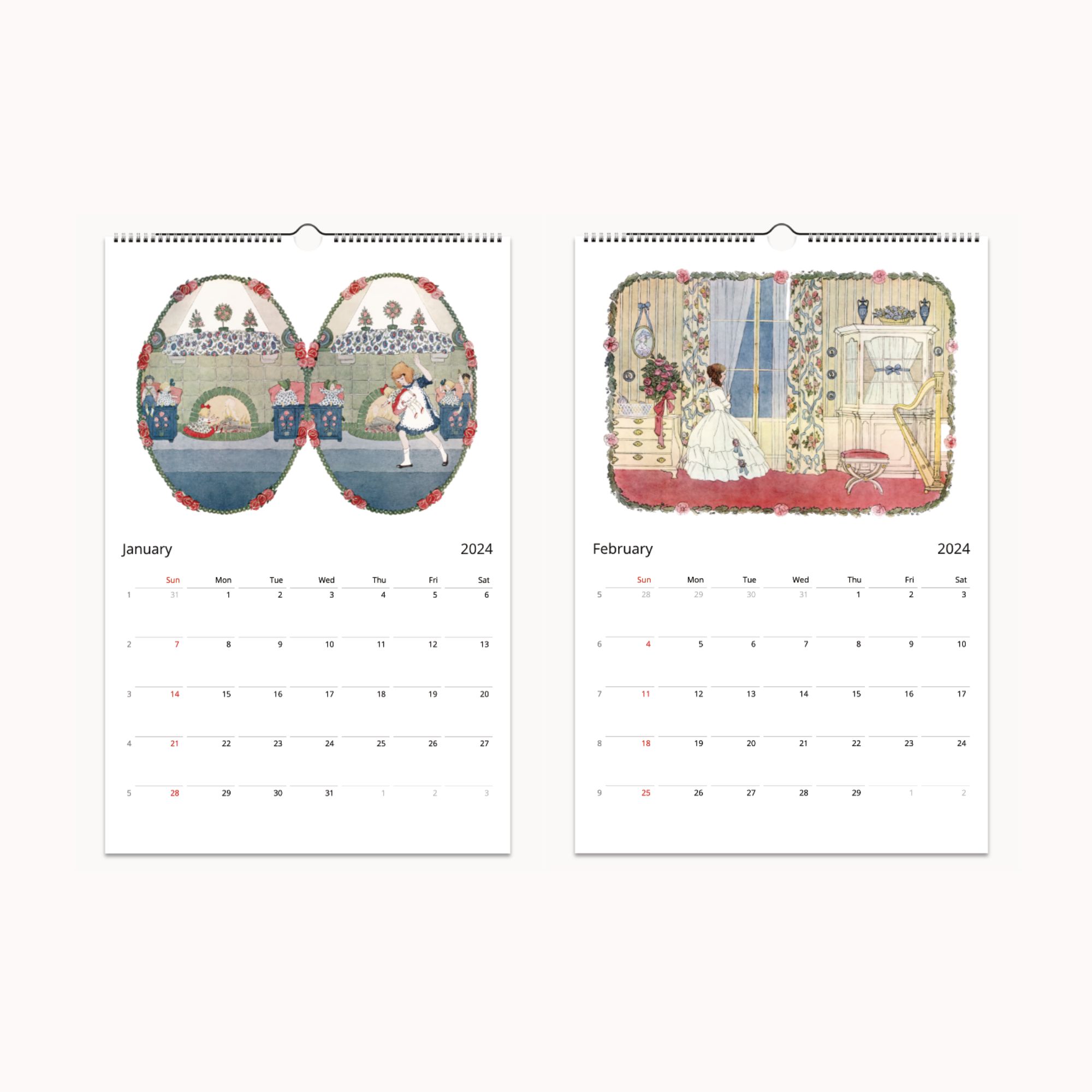 2024 Wall Calendar featuring the charming children's illustrations of Henriëtte Willebeek le Mair, with space for personal notes, perfect for gifting and preserving timeless art.