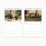 2024 Wall Calendar 'Who Spilled the Paint - An Artful Mess of 2024' with Cottagecore Art by American Artists - Ideal Gift for Teachers and Art Enthusiasts, Featuring Framable Miniature Art Masterpieces.