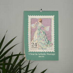 2024 Vintage Stamp Design Wall Calendar - A Journey Through Time, Ideal 70th Birthday Gift, with Collectible Monthly Stamp Art for History Enthusiasts and Chic Home Decor.