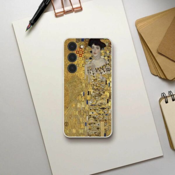 Art Nouveau phone case with a Gustav Klimt inspired golden portrait, providing a stylish safeguard for your device while embracing the luxury of Viennese modernist art.