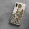 Vintage Egon Schiele inspired phone case featuring a portrait of a woman in a striped dress, blending classic art with modern protection for your smartphone, perfect for those who appreciate early 20th-century expressionist art.