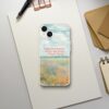 Art-inspired phone case with a floral field painting and Claude Monet quote, perfect for art enthusiasts looking for a blend of classic art and modern smartphone protection