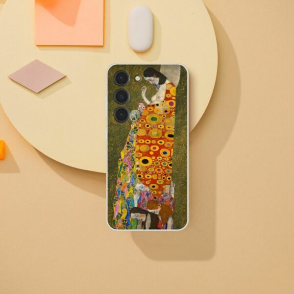 Gustav Klimts Hope art-inspired phone case with colorful mosaic and floral patterns, providing a unique blend of classic art protection and style for smartphones.