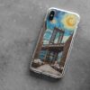 Artistic phone case with a starry night sky and iconic bridge design, combining urban scenery with impressionist art style, perfect for smartphone users who appreciate art and protection