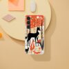 Protective phone case with a Mary Blair-inspired woodland scene featuring stylized deer and foxes amongst autumnal trees, capturing the whimsy and charm of her iconic design style.