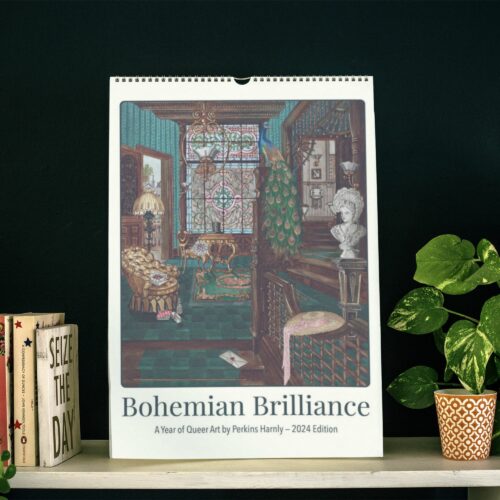 Perkins Harnly Wall Calendar Bohemian Brilliance: A Year of Queer Art, featuring LGBTQ-themed artworks, ideal for art enthusiasts and as a unique gift.