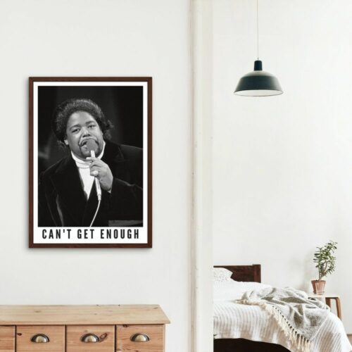 Vintage Barry White Music Poster - Soulful R&B Legend, 'Can't Get Enough' Album Artwork, Ideal for Music Lovers' Home Decor or Office Art Collection.