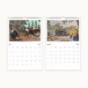 July and August pages of LIBERTY LAUGHTER 2025 calendar portray a Georgian-era street scene and a countryside picnic with humor.
