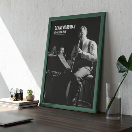 Vintage Benny Goodman Poster - Celebrating the King of Swing, Iconic Jazz Era Wall Art, Ideal Gift for Swing Music Fans and Classic Home or Office Decor.