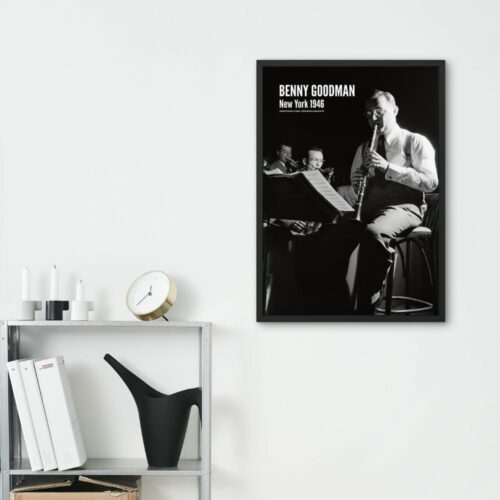 Vintage Benny Goodman Poster - Celebrating the King of Swing, Iconic Jazz Era Wall Art, Ideal Gift for Swing Music Fans and Classic Home or Office Decor.
