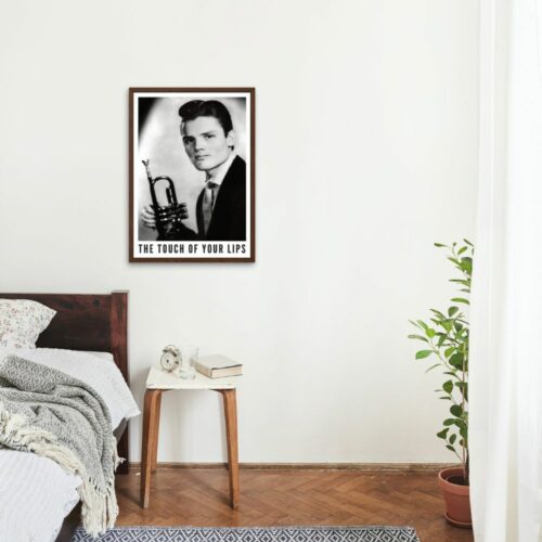Chet Baker 'The Touch of Your Lips' vintage jazz poster, capturing the legendary musician's emotive style, ideal for music-themed decor or as a special gift for jazz enthusiasts.