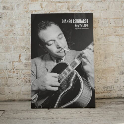 Django Reinhardt Vintage Jazz Poster - Celebrating the Legendary Guitarist's Fusion of Swing and Gypsy Jazz, Ideal Music Lover Gift and Timeless Decor for Home or Office.