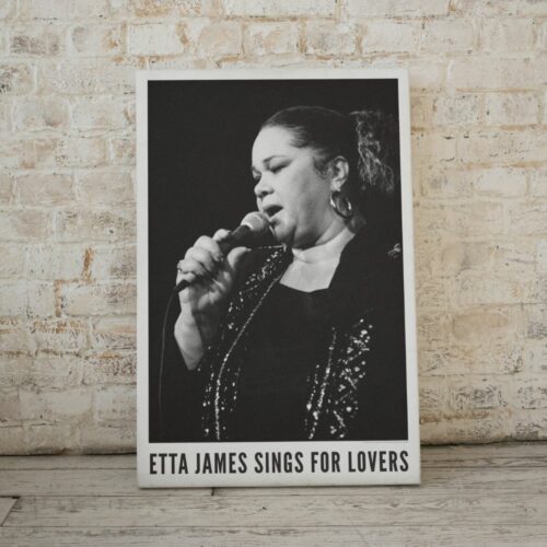 Etta James poster capturing the iconic singer's soulful legacy and her collaborations with jazz legends, perfect for vintage music decor and gifts.