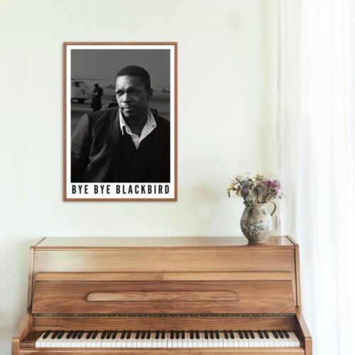 John Coltrane jazz poster, a visual tribute to the sax legend's impact on music, ideal for collectors and as sophisticated decor or a gift for music aficionados.