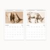 September and October in the calendar display detailed foot study and a robust oxen engraving.