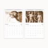 November and December reveal a vivid walrus sketch and Adam and Eve engraving in Albrecht Dürers calendar.