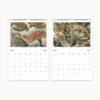 March and April spreads of 2025 calendar with Ernst Haeckel drawings of aquatic creatures in their natural habitat.