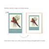 Suggestion to transform calendar images into framed art or gifts showing a framed illustration of parrots alongside the unframed calendar page