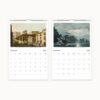 Calendar showing November and December art, featuring an ancient fortress and a ship near a fortress at dusk, reflecting Ottoman heritage.