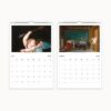 July and August 2025 pages from the wall calendar display artwork of an angelic figure with a bow and a romantic indoor scene with a woman dreaming, both above a clean calendar design.
