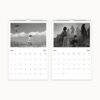May and June glimpse of the 2025 Calendar with monochrome images of childlike joy and a community gathering, blending historical artistry with everyday scheduling needs