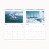 January and February pages of 2025 wall calendar with historic polar expedition images and dates highlighted.