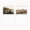 Months March and April presented in an open wall calendar, featuring picturesque views of Ukrainian hillsides and riverfronts.