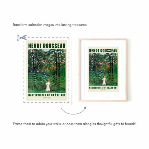 Henri Rousseau Art Calendar - Monthly Dreamlike Jungle Scenes, French Naive Art Masterpieces, Ideal for Art Enthusiasts and Daily Planning.