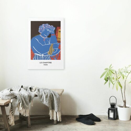 Reprint of Alekos Fassianos exhibition poster featuring a signature artwork with bold lines and vibrant colors, capturing Greek mythological and folkloric elements in a contemporary style.