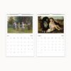 July and August 2025 of calendar showing girls dancing in a circle and a child with a large dog in a countryside