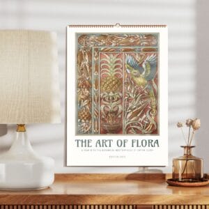 Art Nouveau botanical illustration by Anton Seder featuring intricate floral designs, nature-inspired motifs, and elegant 19th-century art style. Perfect for lovers of botanical decor, elegant wall calendars, and timeless floral art.