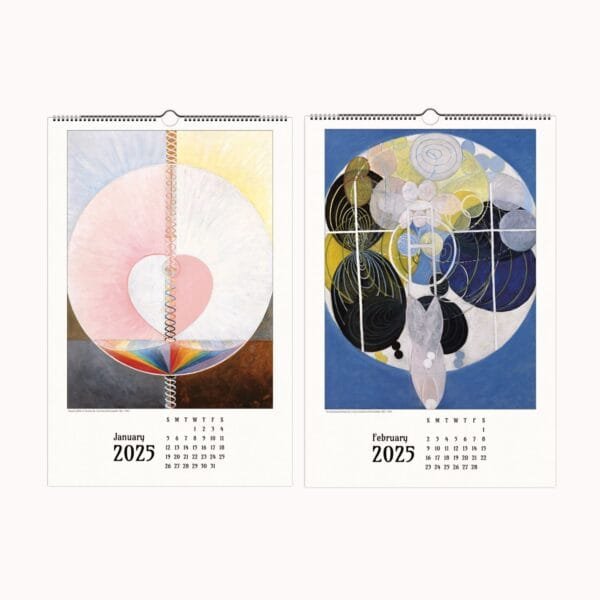 Hilma af Klint wall calendar featuring visionary abstract art, spiritual symbolism, and geometric compositions. Showcases 12 curated works from Paintings for the Temple, perfect for art lovers, home decor, and abstract expressionism enthusiasts. Can be repurposed as wall art.