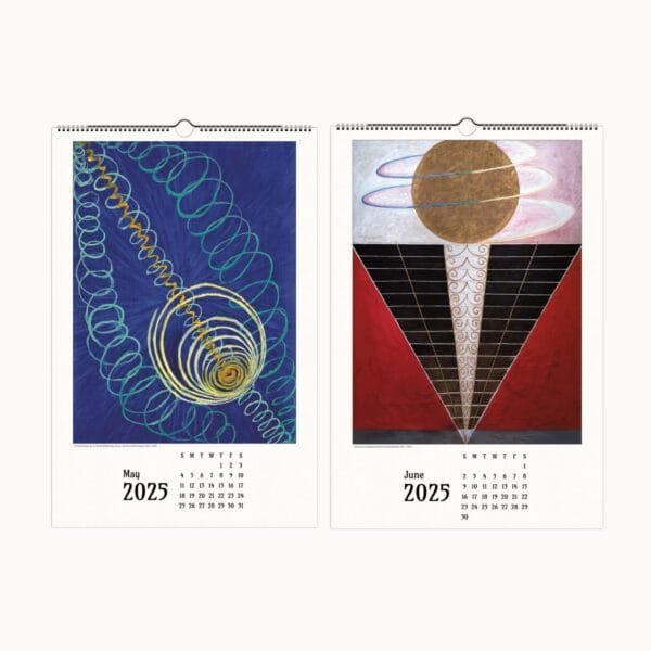 Hilma af Klint wall calendar featuring visionary abstract art, spiritual symbolism, and geometric compositions. Showcases 12 curated works from Paintings for the Temple, perfect for art lovers, home decor, and abstract expressionism enthusiasts. Can be repurposed as wall art.