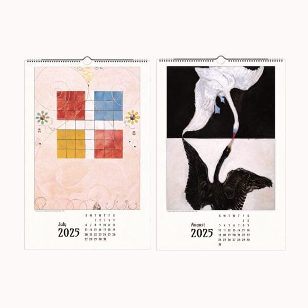 Hilma af Klint wall calendar featuring visionary abstract art, spiritual symbolism, and geometric compositions. Showcases 12 curated works from Paintings for the Temple, perfect for art lovers, home decor, and abstract expressionism enthusiasts. Can be repurposed as wall art.