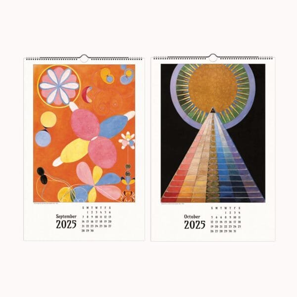 Hilma af Klint wall calendar featuring visionary abstract art, spiritual symbolism, and geometric compositions. Showcases 12 curated works from Paintings for the Temple, perfect for art lovers, home decor, and abstract expressionism enthusiasts. Can be repurposed as wall art.