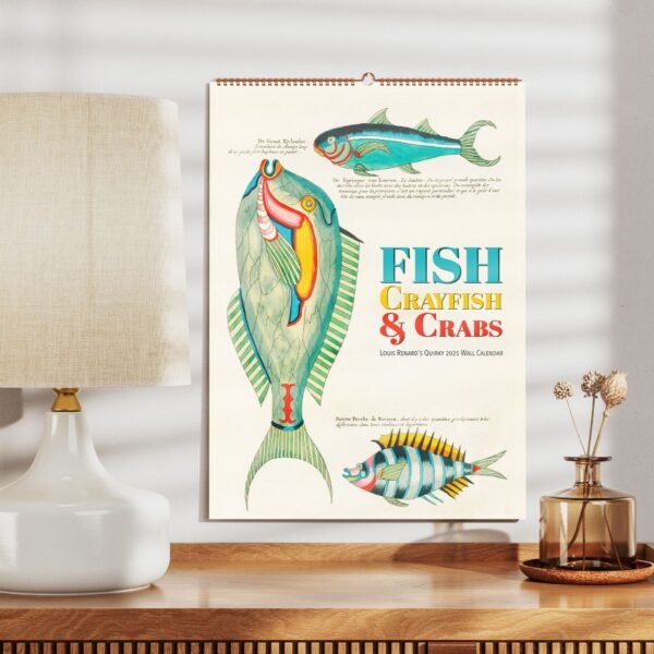 Louis Renard Wall Calendar featuring vintage marine art, historic fish illustrations, and colorful sea life engravings from the 18th century. Includes meticulously restored prints of tropical fish, crustaceans, and ocean creatures, making it a unique calendar and collectible art piece for marine biology enthusiasts and art lovers.