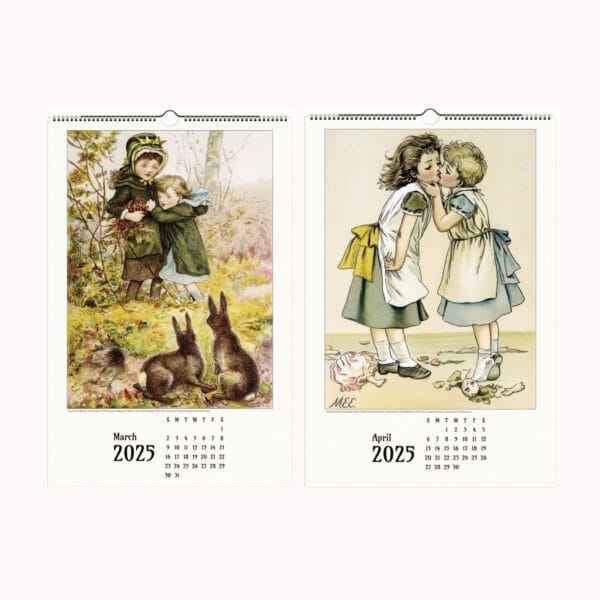 Mary Ellen Edwards Wall Calendar with Victorian art, childhood innocence, and rural life illustrations. Perfect for home decor, gifts, and collectors.