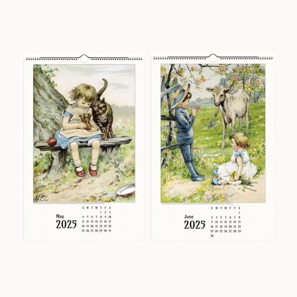 Mary Ellen Edwards Wall Calendar with Victorian art, childhood innocence, and rural life illustrations. Perfect for home decor, gifts, and collectors.