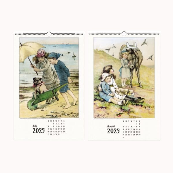 Mary Ellen Edwards Wall Calendar with Victorian art, childhood innocence, and rural life illustrations. Perfect for home decor, gifts, and collectors.