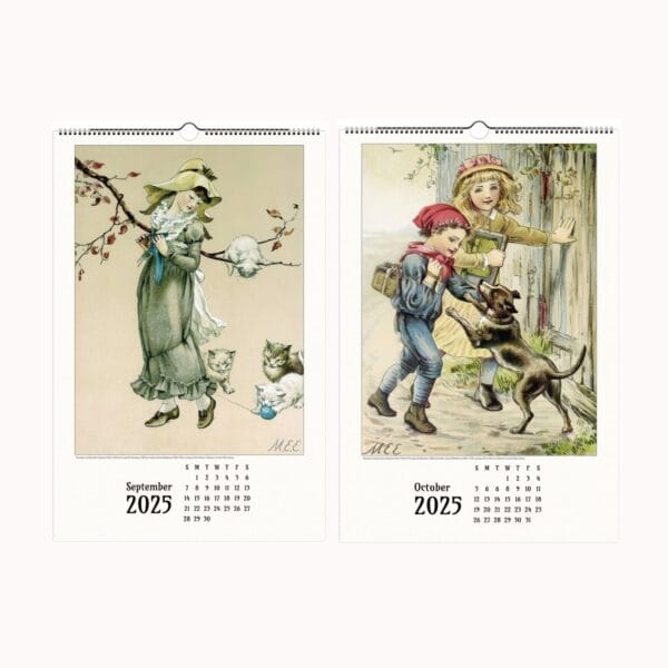 Mary Ellen Edwards Wall Calendar with Victorian art, childhood innocence, and rural life illustrations. Perfect for home decor, gifts, and collectors.