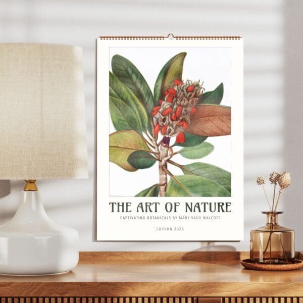 Mary Vaux Walcott botanical wall calendar featuring exquisite vintage plant illustrations, perfect for home and office decor, nature lovers, and art enthusiasts.