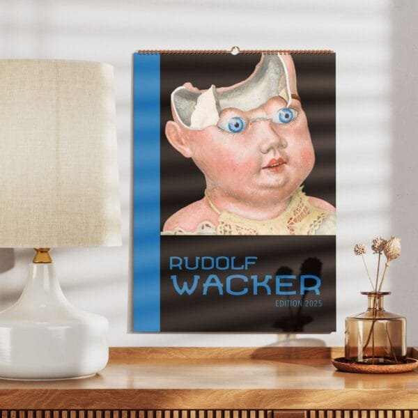 Rudolf Wacker wall calendar featuring 12 striking artworks from the Austrian modernist and New Objectivity movement. This art calendar showcases Wacker’s haunting still lifes, symbolic self-portraits, and thought-provoking surreal compositions. Perfect for art lovers, collectors, and admirers of European modernism, this unique calendar blends historical depth with avant-garde aesthetics. Includes detachable prints for framing or gifting.