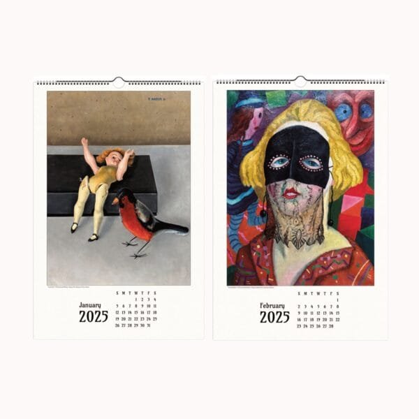 Rudolf Wacker wall calendar featuring 12 striking artworks from the Austrian modernist and New Objectivity movement. This art calendar showcases Wacker’s haunting still lifes, symbolic self-portraits, and thought-provoking surreal compositions. Perfect for art lovers, collectors, and admirers of European modernism, this unique calendar blends historical depth with avant-garde aesthetics. Includes detachable prints for framing or gifting.