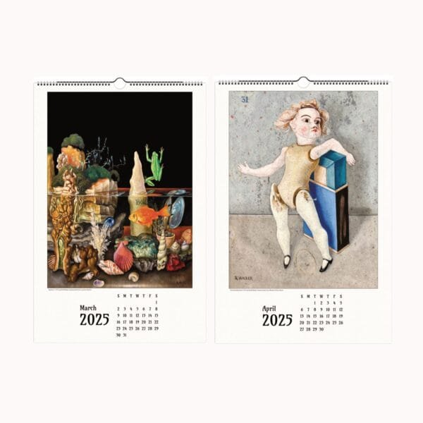 Rudolf Wacker wall calendar featuring 12 striking artworks from the Austrian modernist and New Objectivity movement. This art calendar showcases Wacker’s haunting still lifes, symbolic self-portraits, and thought-provoking surreal compositions. Perfect for art lovers, collectors, and admirers of European modernism, this unique calendar blends historical depth with avant-garde aesthetics. Includes detachable prints for framing or gifting.