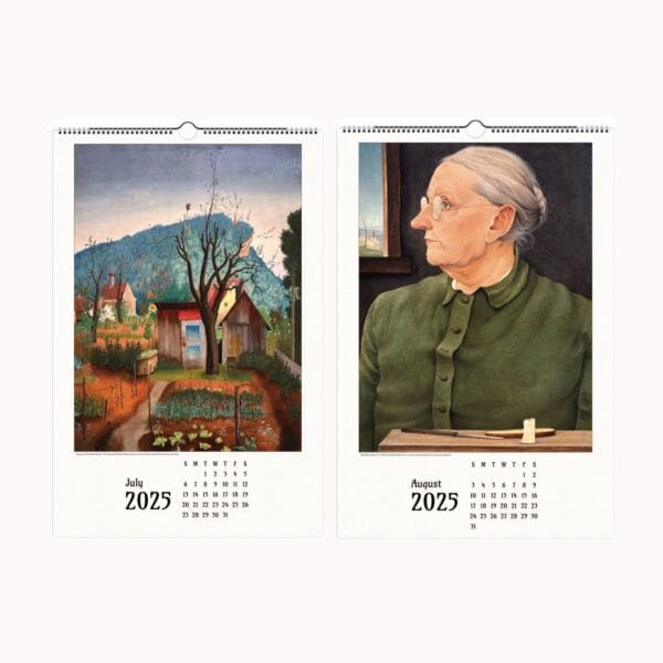 Rudolf Wacker wall calendar featuring 12 striking artworks from the Austrian modernist and New Objectivity movement. This art calendar showcases Wacker’s haunting still lifes, symbolic self-portraits, and thought-provoking surreal compositions. Perfect for art lovers, collectors, and admirers of European modernism, this unique calendar blends historical depth with avant-garde aesthetics. Includes detachable prints for framing or gifting.