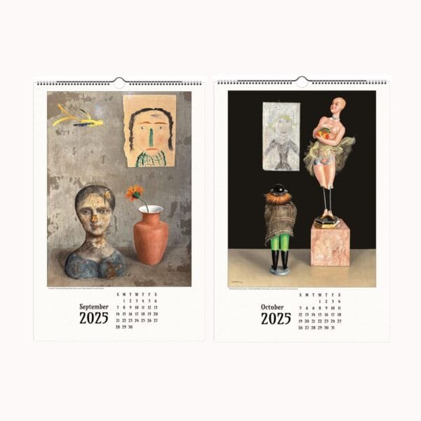 Rudolf Wacker wall calendar featuring 12 striking artworks from the Austrian modernist and New Objectivity movement. This art calendar showcases Wacker’s haunting still lifes, symbolic self-portraits, and thought-provoking surreal compositions. Perfect for art lovers, collectors, and admirers of European modernism, this unique calendar blends historical depth with avant-garde aesthetics. Includes detachable prints for framing or gifting.